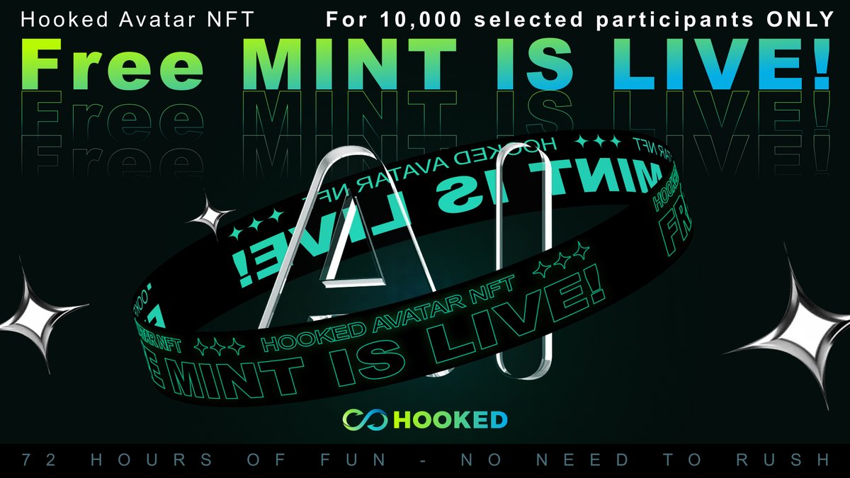 HookedProtocol's tweet photo. Hooked Avatar NFT 2nd Batch ✳️ Mint starts now and lasts for 72 hours!
✔️As a selected participant who has transferred 1 $HOOK to the submitted Wild Cash wallet address, you are eligible to mint at any point up until 7 Feb, 2023, 07:59:59 UTC. https://t.co/HD8hLdqOis