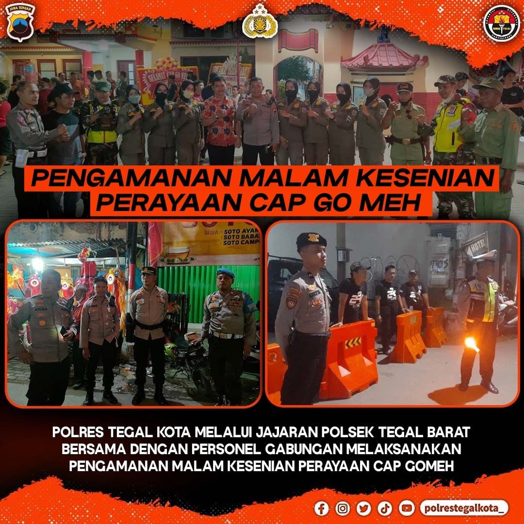 HTegalbarat's tweet image. Polres Tegal Kota melalui Kepolisian Sektor (Polsek) Tegal Barat bersama dengan personel gabungan instansi terkait melaksanakan pengamanan dalam momen Malam Kesenian Perayaan Cap Go Meh di Klenteng Tek Hay Kiong Kota Tegal, Jumat (3/2/2023) malam.
#polrestegalkota 
#capgomeh