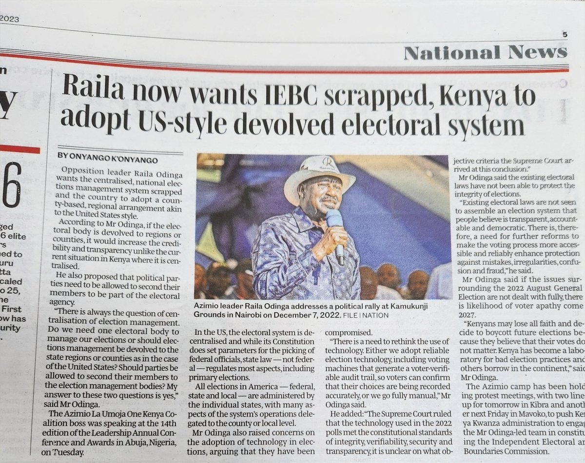 Since 1997, every electoral reform in Kenya has been at the behest and agitation of Hon Raila. Not because he wants a system that delivers a free and fair election, but because of his relentless pursuit of that elusive formula that will deliver State House.