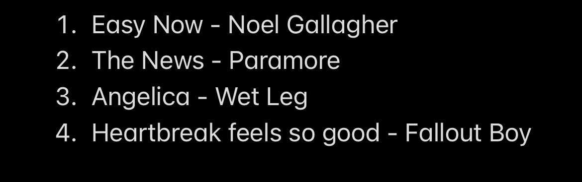 Getting a jump start on this years @RadioX #recordoftheweek (record of the year) and progressively building my chart! So after 1 month here is my current standings:
@NoelGallagher @paramore @wetlegband @falloutboy @Pipskin @tobytarrant @IssyPanayis @danocdj @_Wolfenden