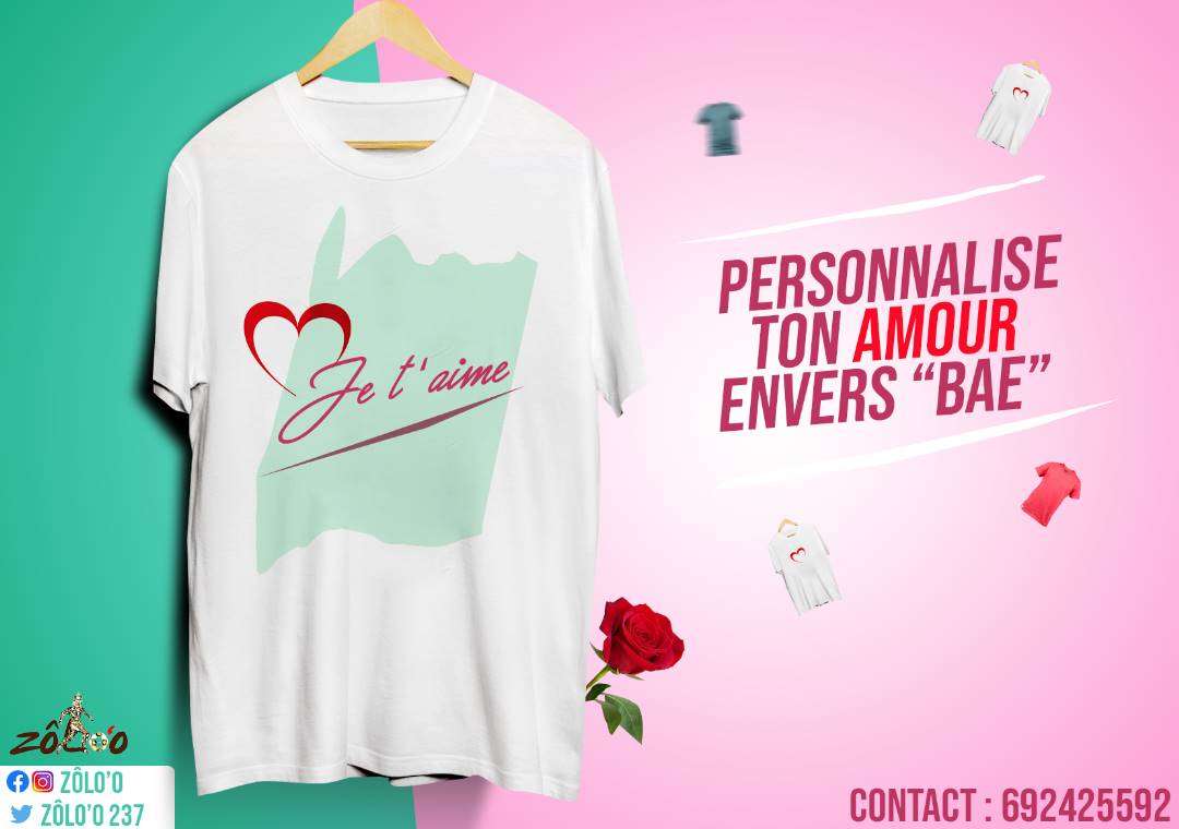 Zloo33954450's tweet photo. Pour ce mois de l'amour ouvre ton #cœur  à ta #moitie à travers un t-shirt personnalisé Zôlo'o au 692425592

#Zôloo
#Strongertogether
#Zôloocounttwogoals
#Zôloobat
#Zôlootitude
#Bafoussam
#Garoua
#Limbé
#Yaoundé
#Douala
#Cameroun
#diasporacameroun https://t.co/OowPUhJCcJ