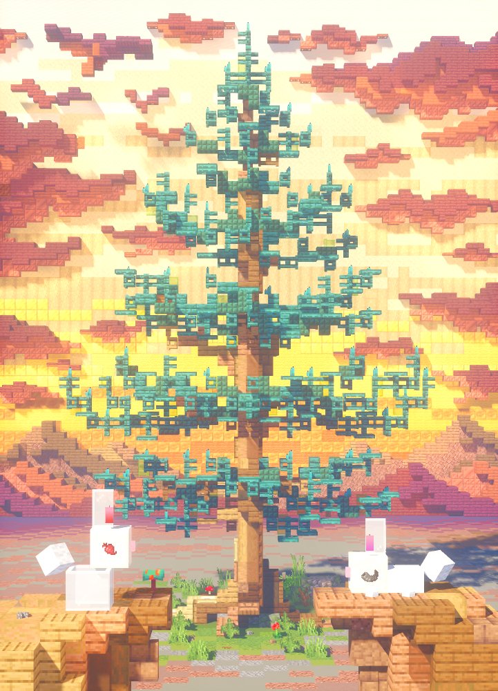 はじまりの木🌄🌲🐇

はじめてのマイクラ建築
ことしもよろしくお願いいたしますっ🙇
#Minecraft 　#minecraft建築コミュ