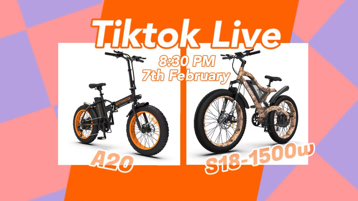 Aostirmotor Live Streaming is coming! Are you looking for a reliable means of transport? Are you confused about which e-bike to buy? Come and watch our live streaming! You will find the one you want. Be with us at 8:30 PM (NJ TIME) on Tiktok. #ebike #aostirmotor #ebikestyle