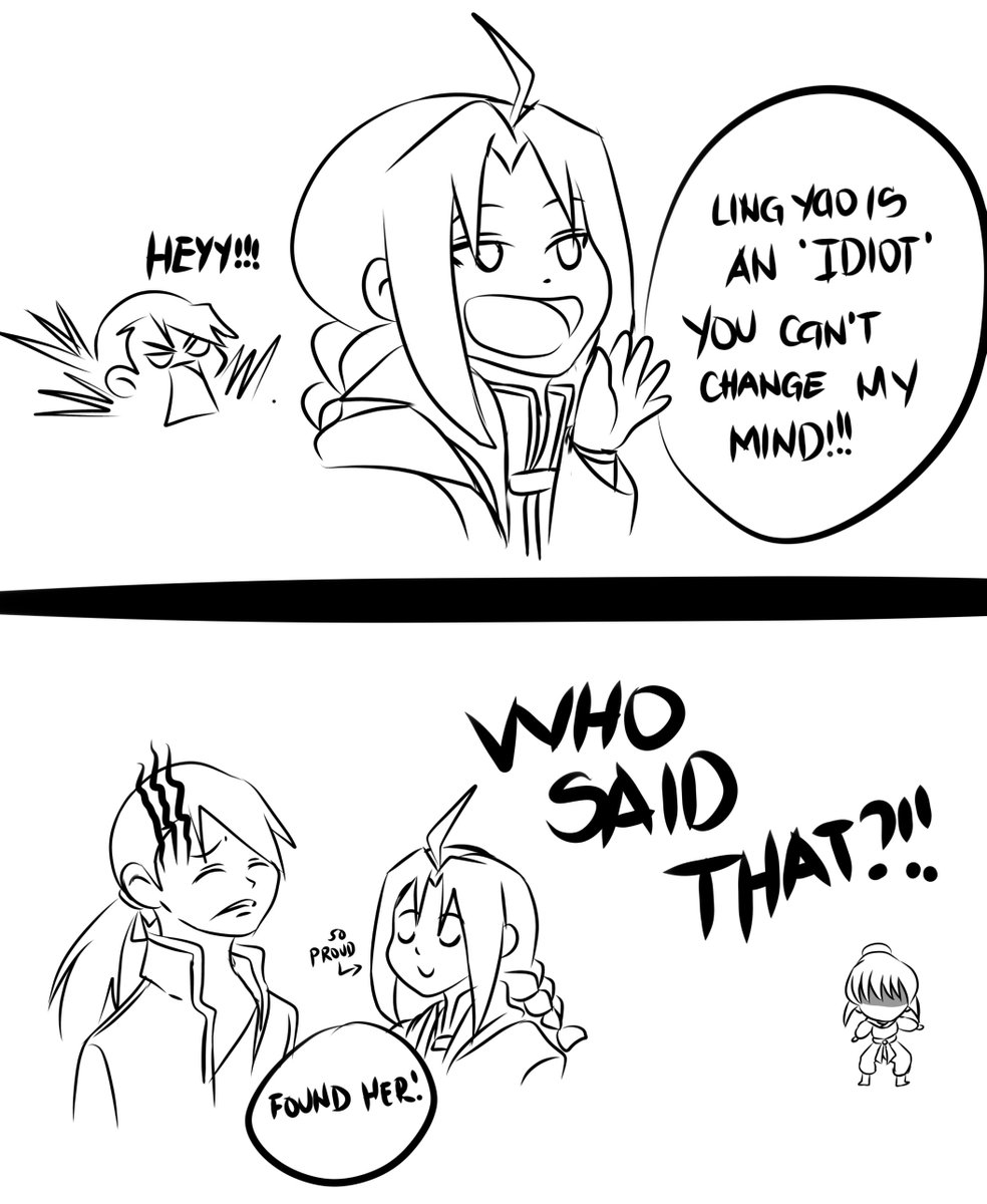 LanFanMeow's tweet photo. And so i have decided to remake this while i wait for my boss to tell me the result of my designs ahaha this trio is the best 😂
#edwardelric #lanfan #lingyao #lingfan #FMA #fmab #鋼の錬金術師 https://t.co/Y8rHhYEPbl