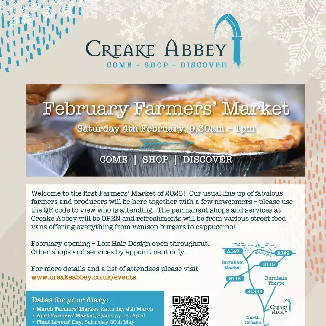 Something for the weekend? It's #farmers #market day @creakeabbey 9.30-1.30pm, an amazing showcase of #norfolk #produce and more #supportlocal #lovelocal #buylocal