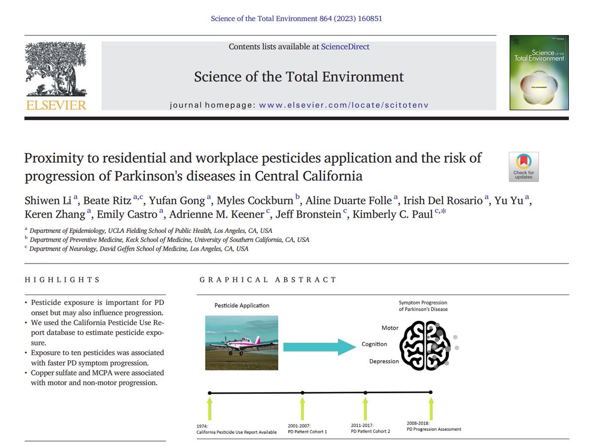basbloem's tweet image. 1/2 Important new study from California links exposure to #pesticides (that were previously already associated with an increased risk of developing #Parkinson disease) to a more rapid disease progression once people already have developed Parkinson&apos;s.