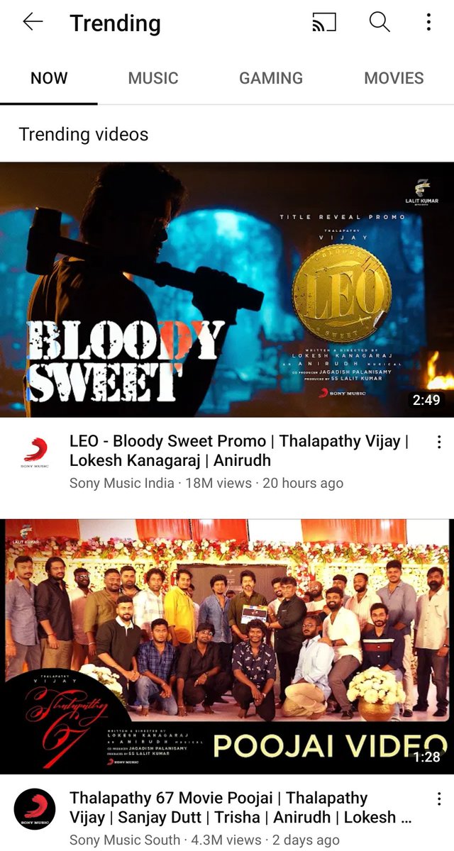 VijayFansTrends's tweet photo. Youtube Trending - Tamilnadu

Leo Promo         - Trending at No1 
Leo (T67) Pooja - Trending at No2
Jimiki Ponnu      - Trending at No1 for 'Music'
Varisu Trailer     - Trending at No1 for 'Movies'

It's @actorvijay Mania 🔥

#Leo 🤜🤛 #Varisu https://t.co/GP0RmuwwYR