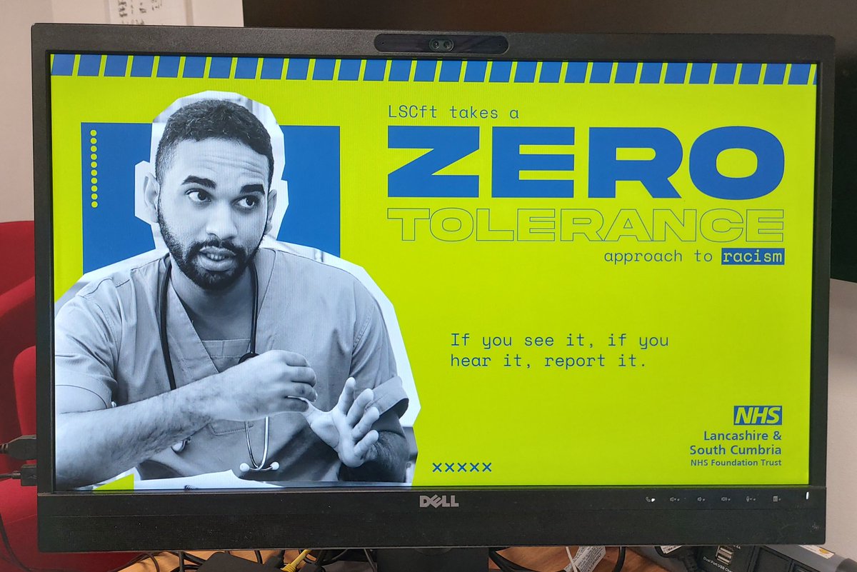 Chris Oliver (@chrisolivernhs) on Twitter photo Great to see <a href="/WeAreLSCFT/">Lancashire & South Cumbria NHS Foundation Trust</a> #zerotolerance to #racism screen savers. Bold and to the point! Absolutely no place for racism at LSCFT! As a Trust we will listen and we will act. Great to see <a href="/WeAreLSCFT/">Lancashire & South Cumbria NHS Foundation Trust</a> #zerotolerance to #racism screen savers. Bold and to the point! Absolutely no place for racism at LSCFT! As a Trust we will listen and we will act.