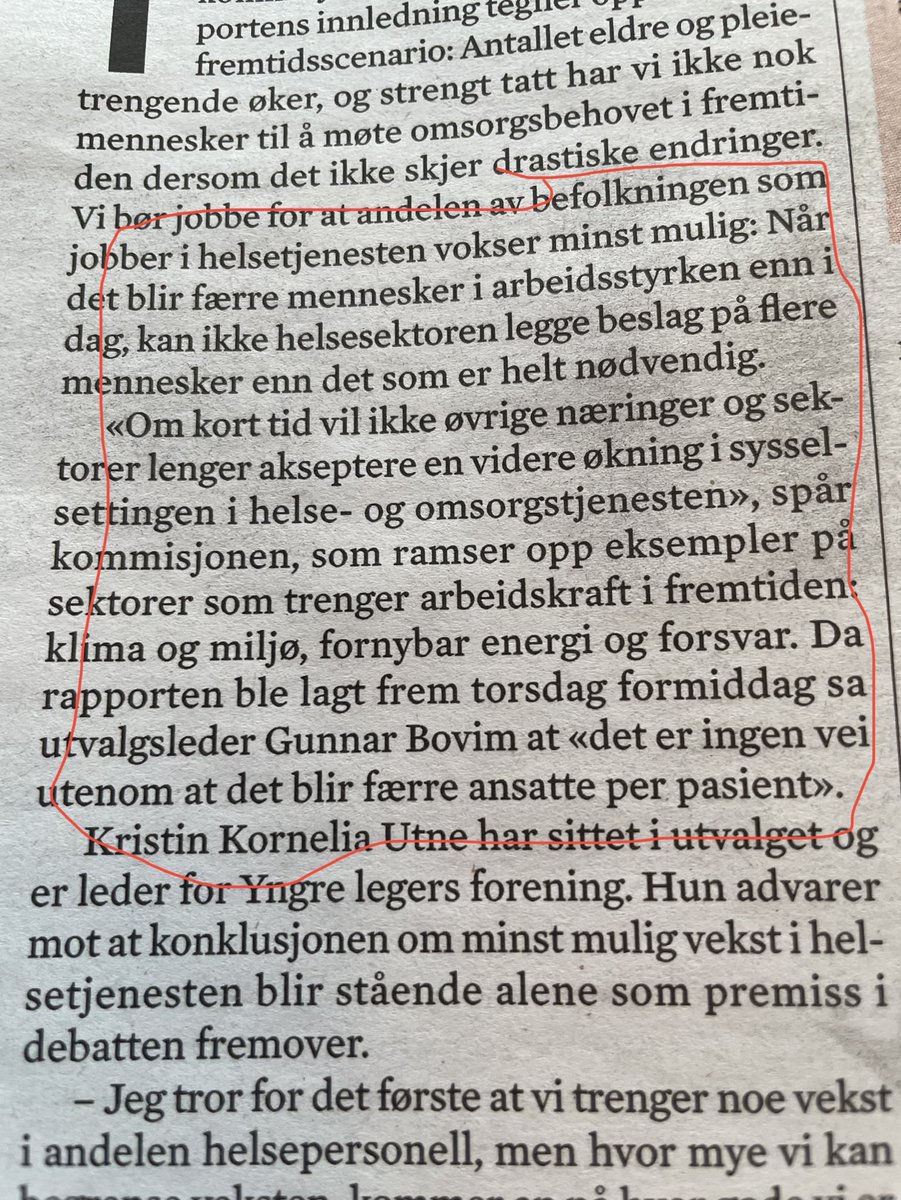 Kall meg kommunist, men jeg kan tenke meg opptil flere andre næringer enn helsetjenester som jeg synes det er viktigere at i framtida ikke beslaglegger flere årsverk enn absolutt nødvendig