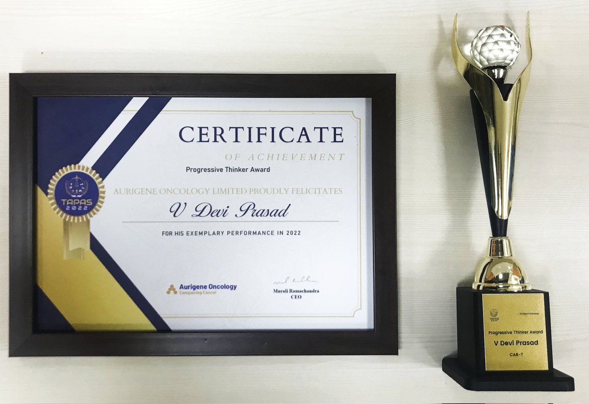 theywoulddo's tweet photo. It is an absolute honour to be awarded the "Progressive Thinker" of 2022, in TAPAS, by @AurigeneDiscov. This gives me immense motivation to do even better.

I thank my encouraging managers, motivating teammates and supportive family!
#cellandgenetherapy https://t.co/ACeo8OtCzv