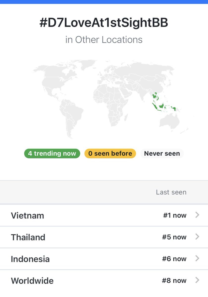 BibleTrend_'s tweet image. Update Hashtag (Real-time 15:00น.)
Hashtag: #D7LoveAt1stSightBB

#1 highest rank 
29.6K tweets

#1 Vietnam
#5 Thailand
#6 Indonesia
#8 Worldwide 🌎

BIBLE @biblesumett 
#BibleWichapas #bsumone