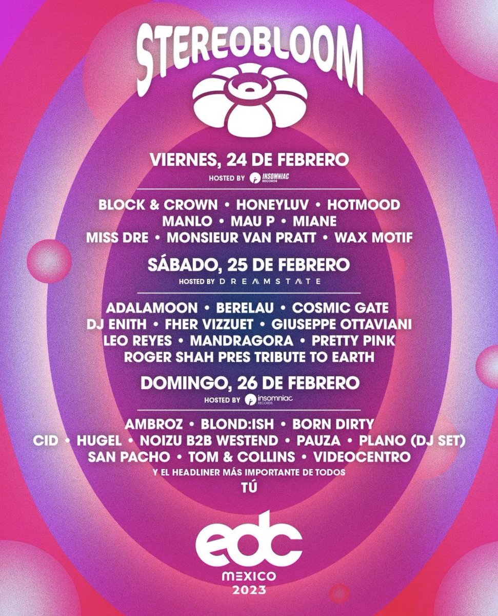 ElectroLife's tweet photo. ¡El LineUp de Stereo Bloom luce impresionante para esta edición de EDC México! ¿A quién no se van a perder? 🔥👀🤌🏻 https://t.co/6k0FXtdaGh