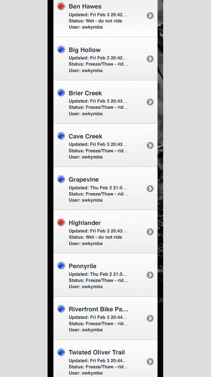 KyMBABowlingGre's tweet photo. Sat 2/4/23. Freeze Thaw Warning in Effect. Ride early b4 the Thaw. Thaw ETA is respectively 10am + or - 30 mins. Please do not ride in a thaw. Hawes and Highlander remain Red. https://t.co/0woGS7SVrK