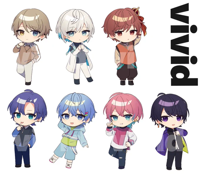 【お仕事のお知らせ】改めて、vividアクリルキーホルダー用SDイラストを描かせていただいておりました!! 
