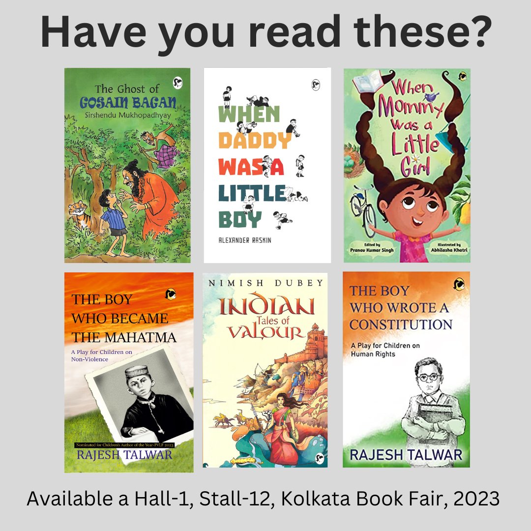 We are anchored at the #KolkataBookFair with #Mommy and #Daddy, #Gandhi and #Ambedkar, a not-so-scary #ghost and with tales of courage from #IndianHistory among many-many books for #kids.
You can find us in Hall-1, Stall-12 till Feb 12th.
 #boimela
#indiankidlit
#childrensstories