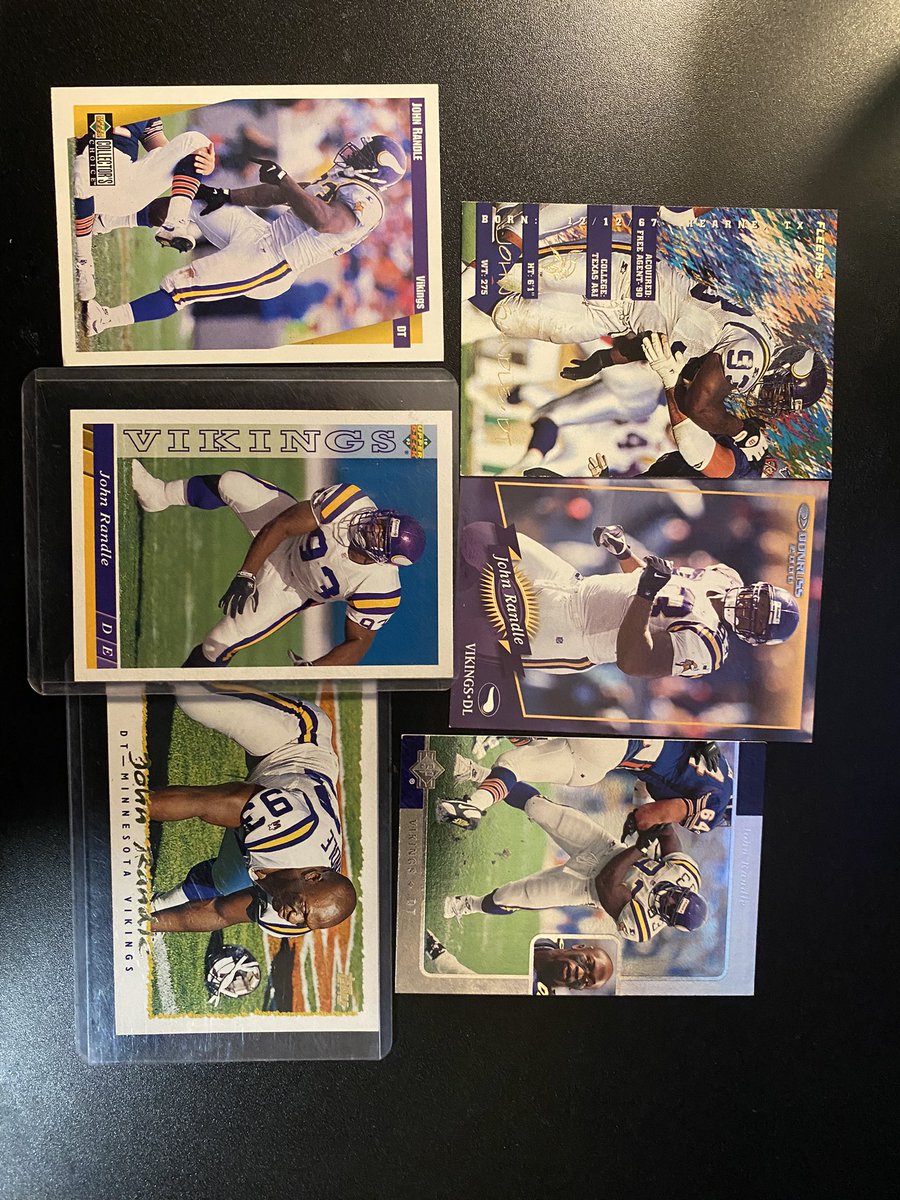 Dsenger69's tweet photo. @johnnyrandle93 @Vikings @NFLLegacy Pick me!!! Big fan of you!!!(besides when you went to Seattle)🤣😂I have alot of football cards (some of the few pictured) SKOL! https://t.co/UGokasFkSV