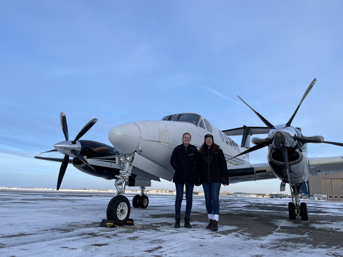 GoodSpiritAir's tweet photo. A very proud day for Good Spirit and Saskatchewan as we congratulate Captain Sophia Hagen and First Officer Paige Garvie as flight crew on one of our king air. Both graduates of the Sask Polytech Commercial Pilot program and both having taken initial training at Mitchensons. https://t.co/cZhs2pDs5Y