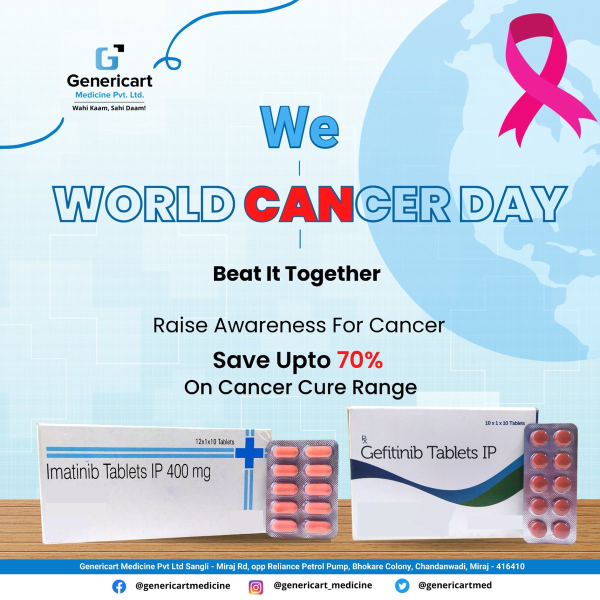 Genericartmed's tweet photo. WORLD CANCER DAY
🤝 We Can Beat It Together
📢 Raise Awareness For Cancer
👉 Save Upto 70% On Cancer Cure Range
#genericart #medicine #cancer #awareness #cancerawareness #cancertreatment #prevention #care #support #fight #survivor #beatittogether #algorithmstrategyconsulting https://t.co/36iGexiRUw
