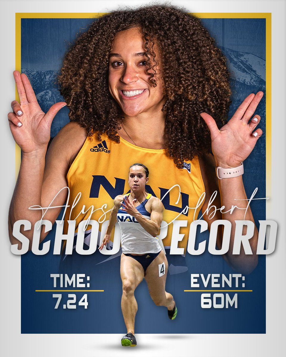 NAUTrackFieldXC's tweet photo. 🚨NEW SCHOOL/ CONFERENCE RECORD🚨
￼
Blink and you would have would have missed her... 

@alyssacolbert_ beats her OWN record with a 7.24 in the 60M dash‼️
￼
#RaiseTheFlag | #BigSkyTF https://t.co/xNhjkAqnBD