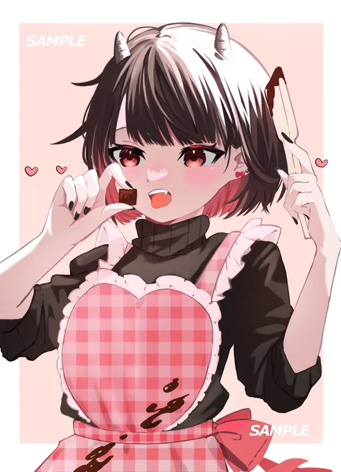 【commission】まいちぇるさん( )のバレンタインイラスト描かせていただきました!こちらのイラストがグッズ化されるみたいですぜひIDかRTから飛んで覗いてみて下さい!今回も可愛いまいちぇるさん描けて楽しかったですありがとうございました! 