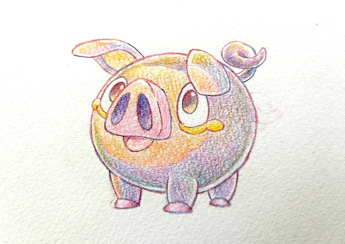 色鉛筆でグルトン、パフュートン#ポケモンSV #ポケモンイラスト図鑑 