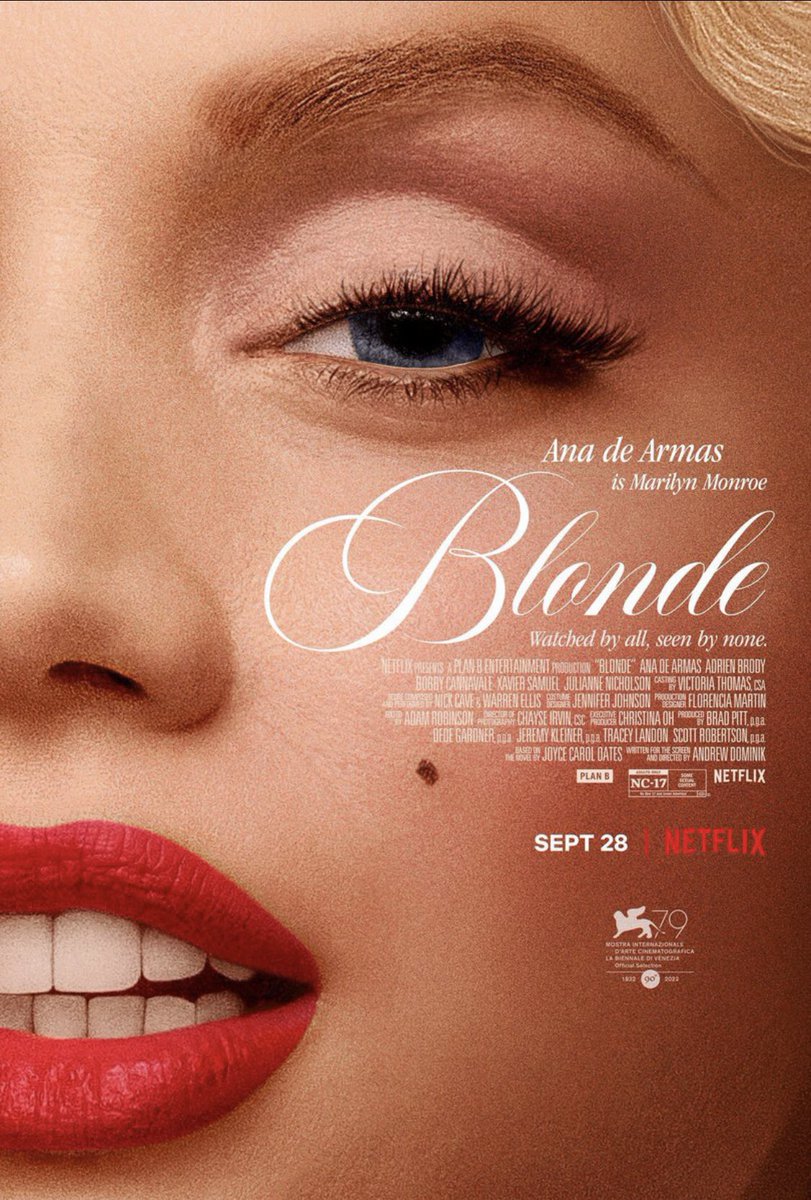 What a conundrum BLONDE is. By all accounts it’s an incredible movie but when you find out how much was fictionalized you’re left scratching your head. Fiction wasn’t needed here. #Blonde #OscarNoms #MarilynMonroe #OldHollywood