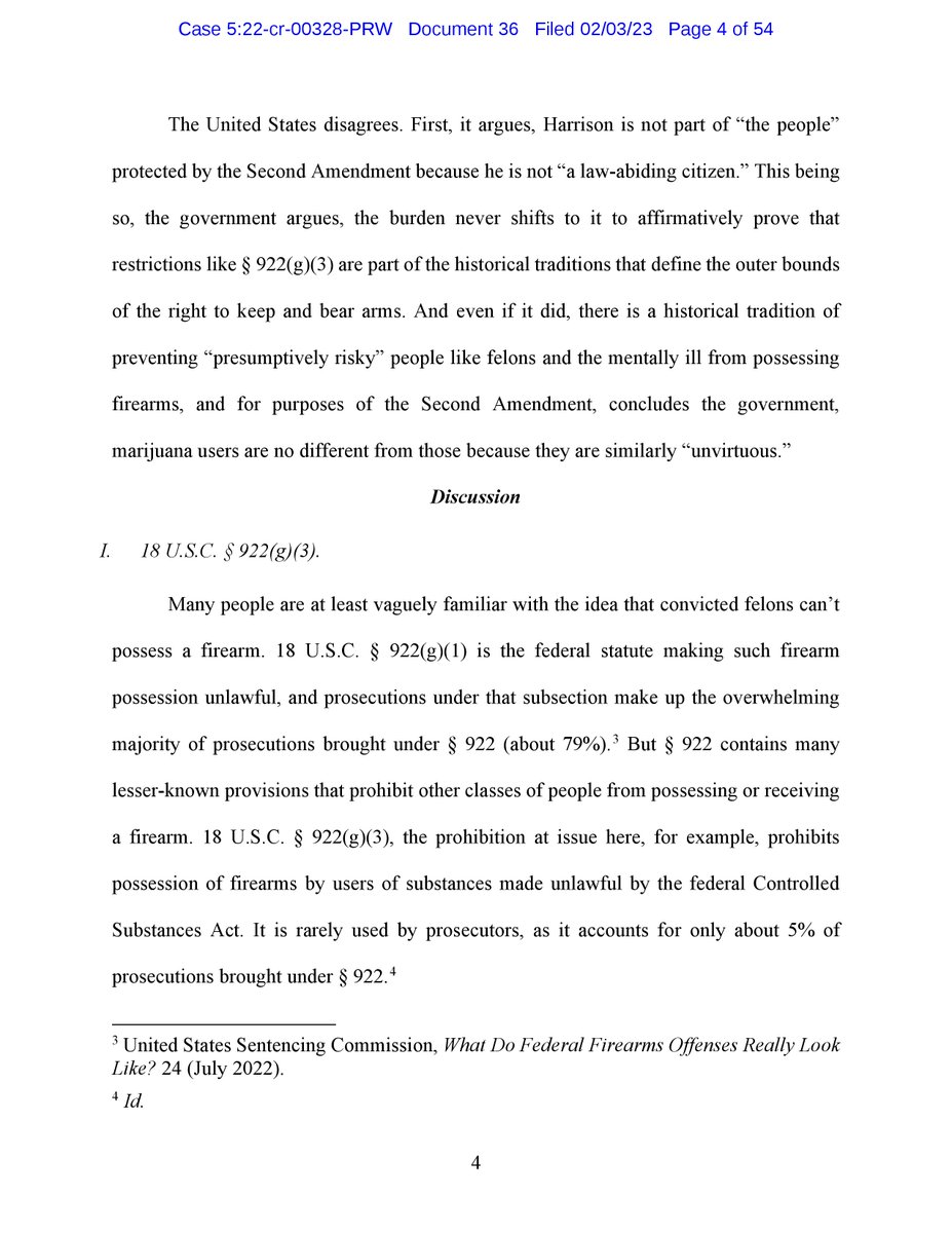FPCAction's tweet image. An Oklahoma federal judge ruled earlier today that the law banning marijuana users from possessing guns (922(g)(3)) is unconstitutional (which the government will likely appeal). You can read the opinion here: storage.courtlistener.com/recap/gov.usco…