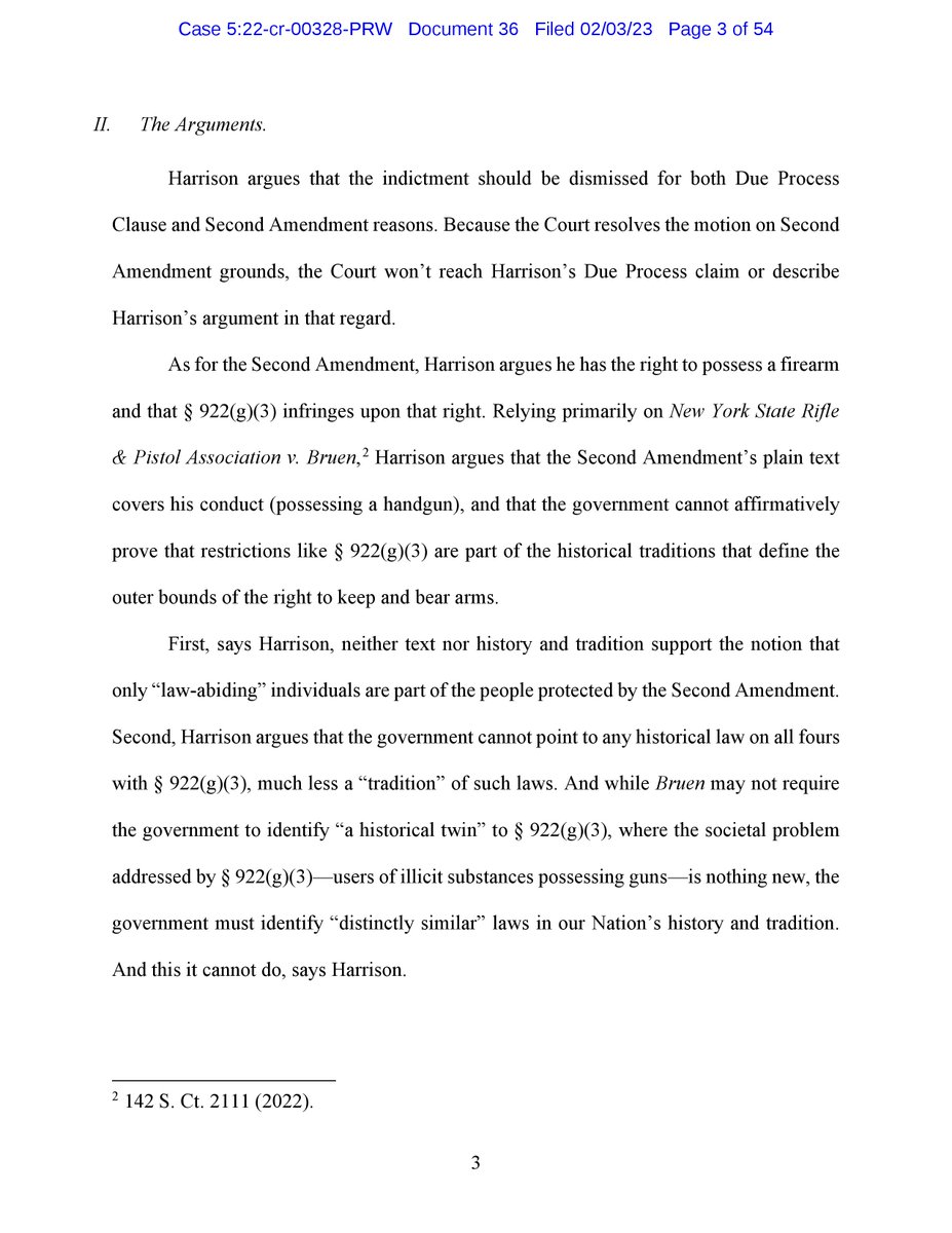 FPCAction's tweet image. An Oklahoma federal judge ruled earlier today that the law banning marijuana users from possessing guns (922(g)(3)) is unconstitutional (which the government will likely appeal). You can read the opinion here: storage.courtlistener.com/recap/gov.usco…