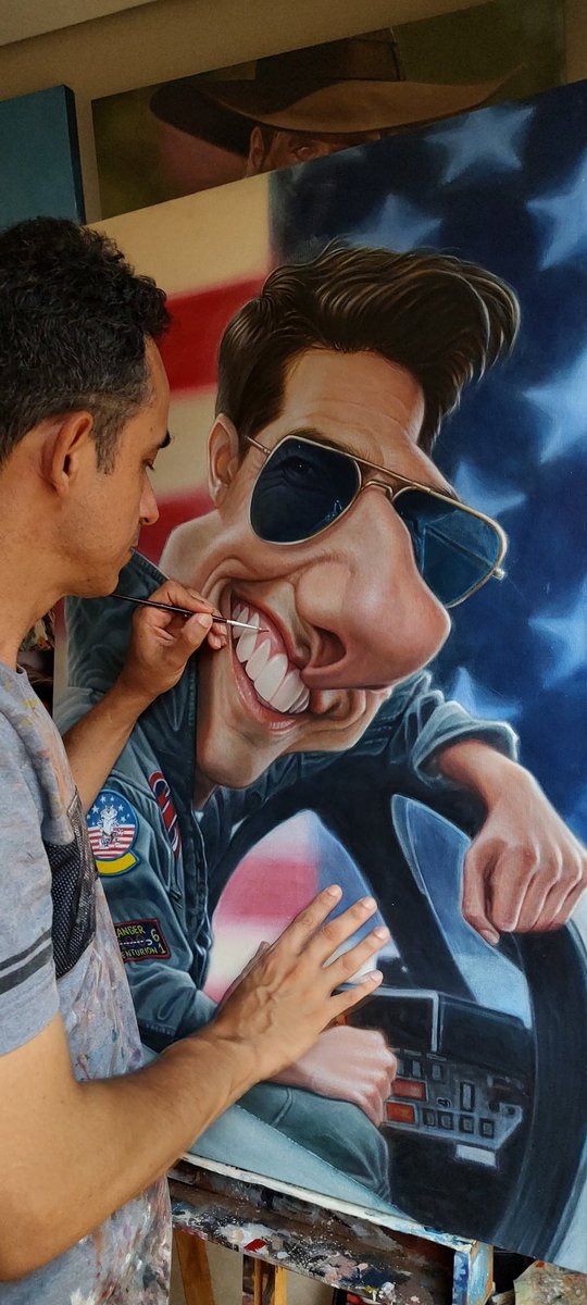 leziojunior's tweet photo. Painting with acrylic paint on canvas!  Tom Cruise - Top Gun🛩️
  #topgun
  #tomcruise #topgunmaverick #film #Caricature #leziojunior https://t.co/OJbhL4GXtb