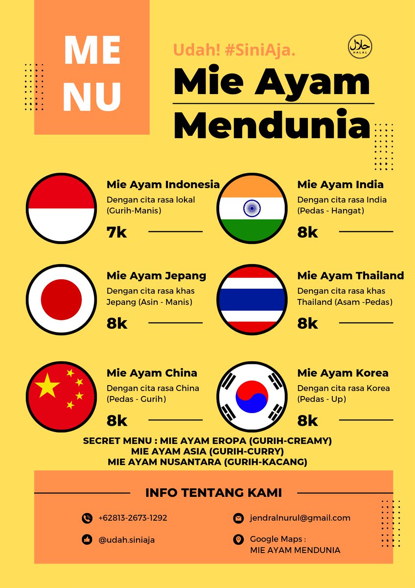 JendralNurul's tweet photo. Cobain Mie Ayam Mendunia berlokasi diKlaten.

Alamat Gmaps :
MIE AYAM MENDUNIA
0813-2673-1292
https://t.co/u8FIPpyHv9

Banyak Variasi rasa kuahnya sampai bingungggg @InfoMieAyamYK https://t.co/S7i3E5vfuc