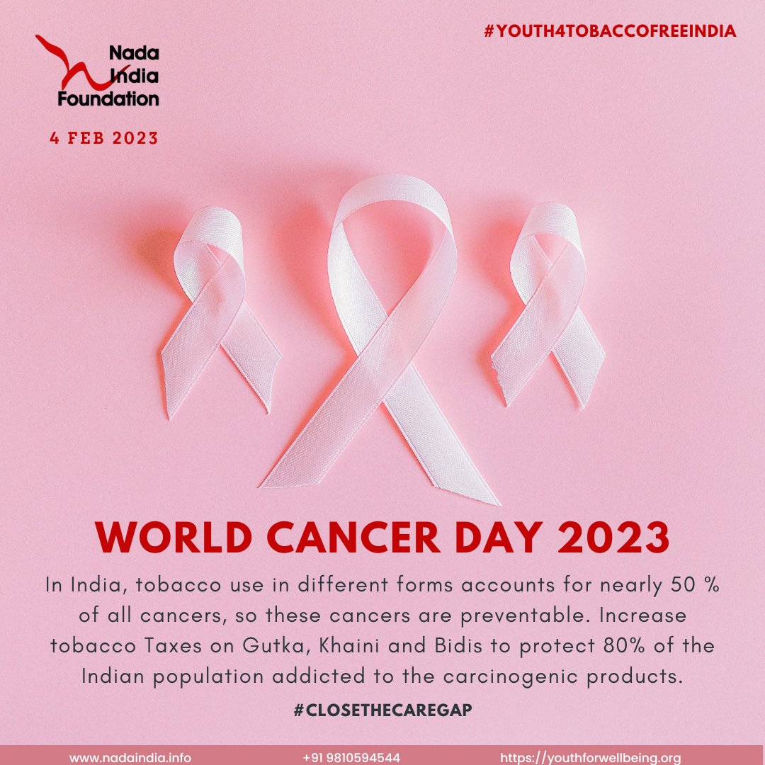 NadaPehchaan's tweet photo. #WorldCancerDay
#NadaIndiaFoundation would like to appreciate the Indian Govt @FinMinIndia @nsitharaman @nsitharamanoffc @PMOIndia for raising NCCD Tax on Cigarettes & promoting #goodhealth!
NYIN urges the govt to #Increasetobaccotax on #Bidis and #Smokelesstobacco @PMOIndia https://t.co/VBJYY0ENx3