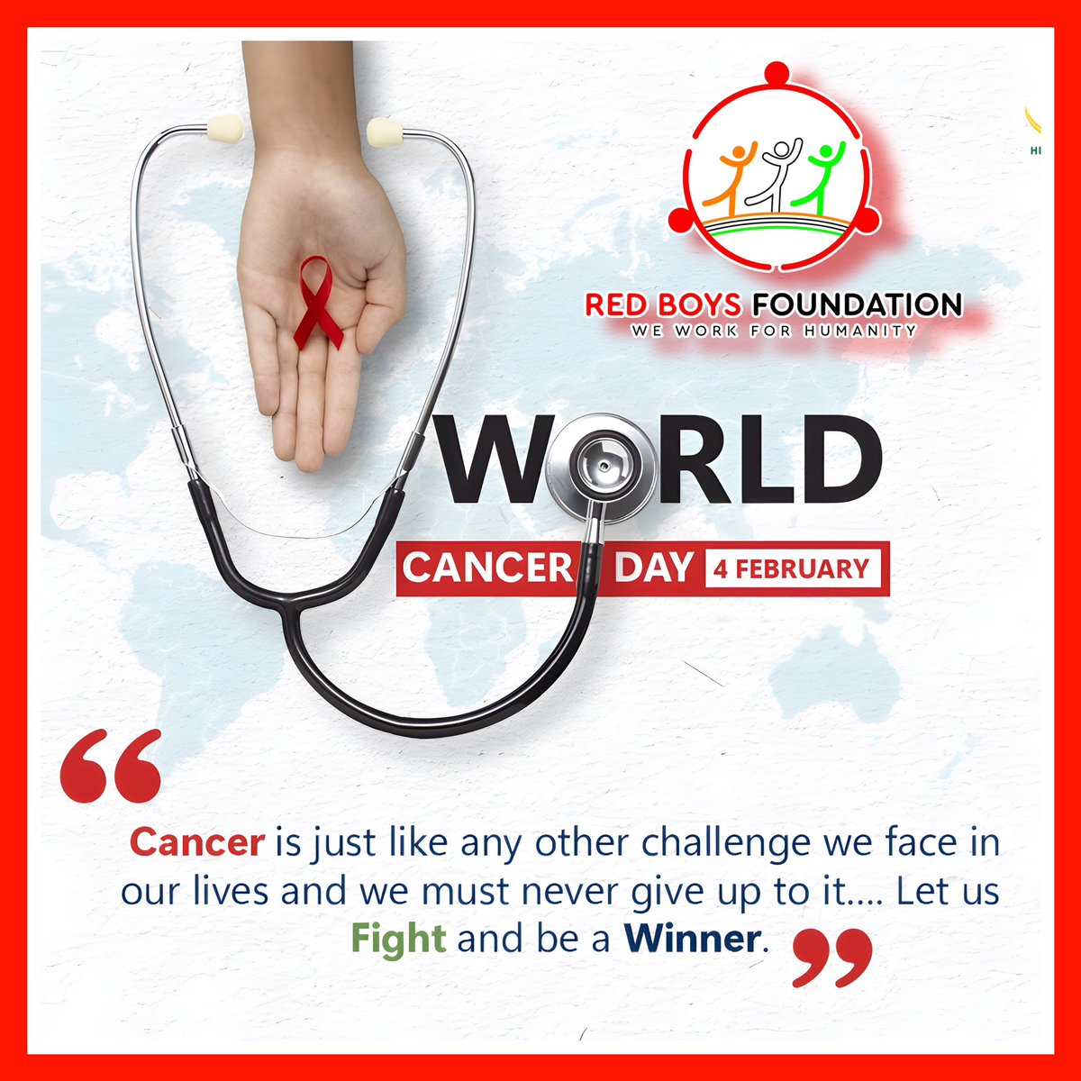 On World Cancer Day, let's make the world a better place through hope and support.
#Cancer #WorldCancerDay2023 #CancerAwareness #WorldCancerDay #redboysfoundation