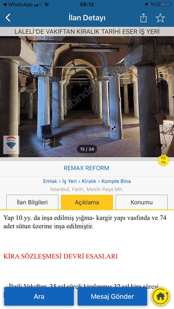 selahattintuysz's tweet photo. Dünya’nın en büyük ikinci rotundası olan Myrelaion 32 yıllığına kiralanacakmış. Laleli bölgesinde müze ve kamusal alan eksiği giderebilecek tek nokta burası. Umarım @FatihBelediye @IbbMiras bu alanı kente geri kazandırabilir. https://t.co/02jdu5ee2E