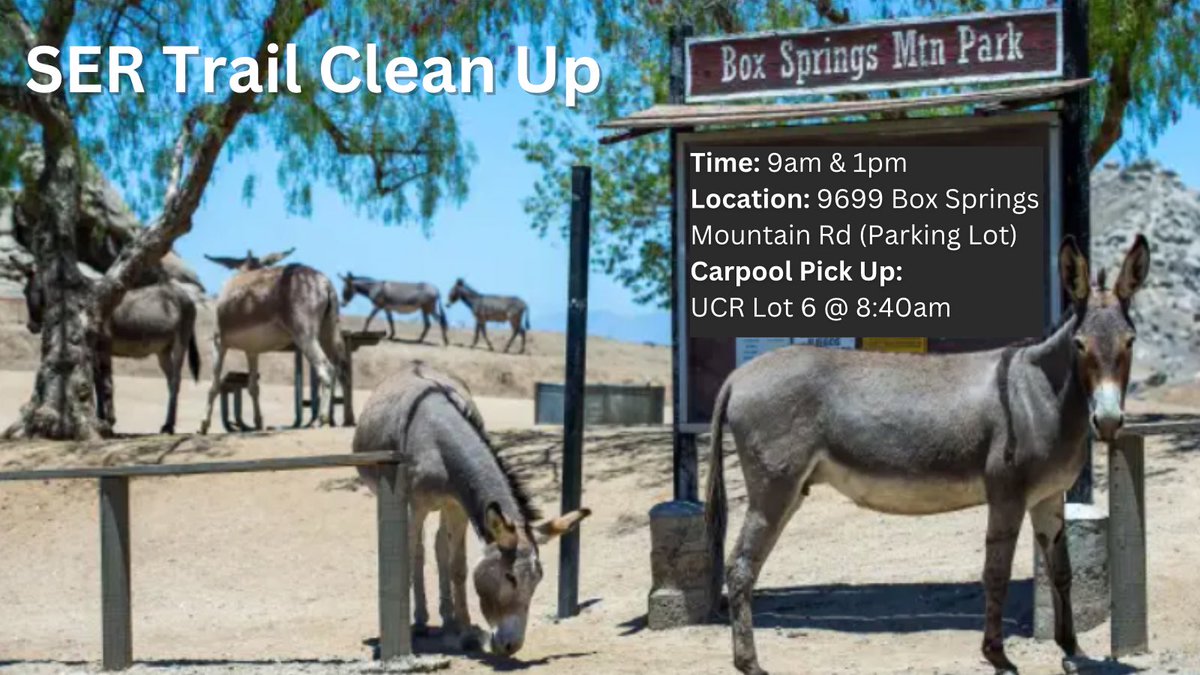 Carpools will meet at Lot 6 and depart around 8:40am for the trail. Driving yourself? Head straight to the Box Springs Mtn Parking Lot! See you all tomorrow morning/afternoon for our first trail clean up!