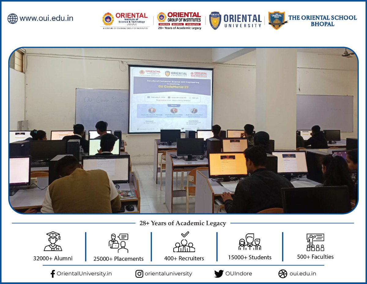 OUIndore's tweet photo. The Department of CSE conducted OU CodeMania'23 on 2 February 2023 in CSE Lab from 10-12 PM. In this around 30 students from https://t.co/0TN3GFndSk 2,3,4 years participated and tested their coding skills. https://t.co/6QpY8u8kHA