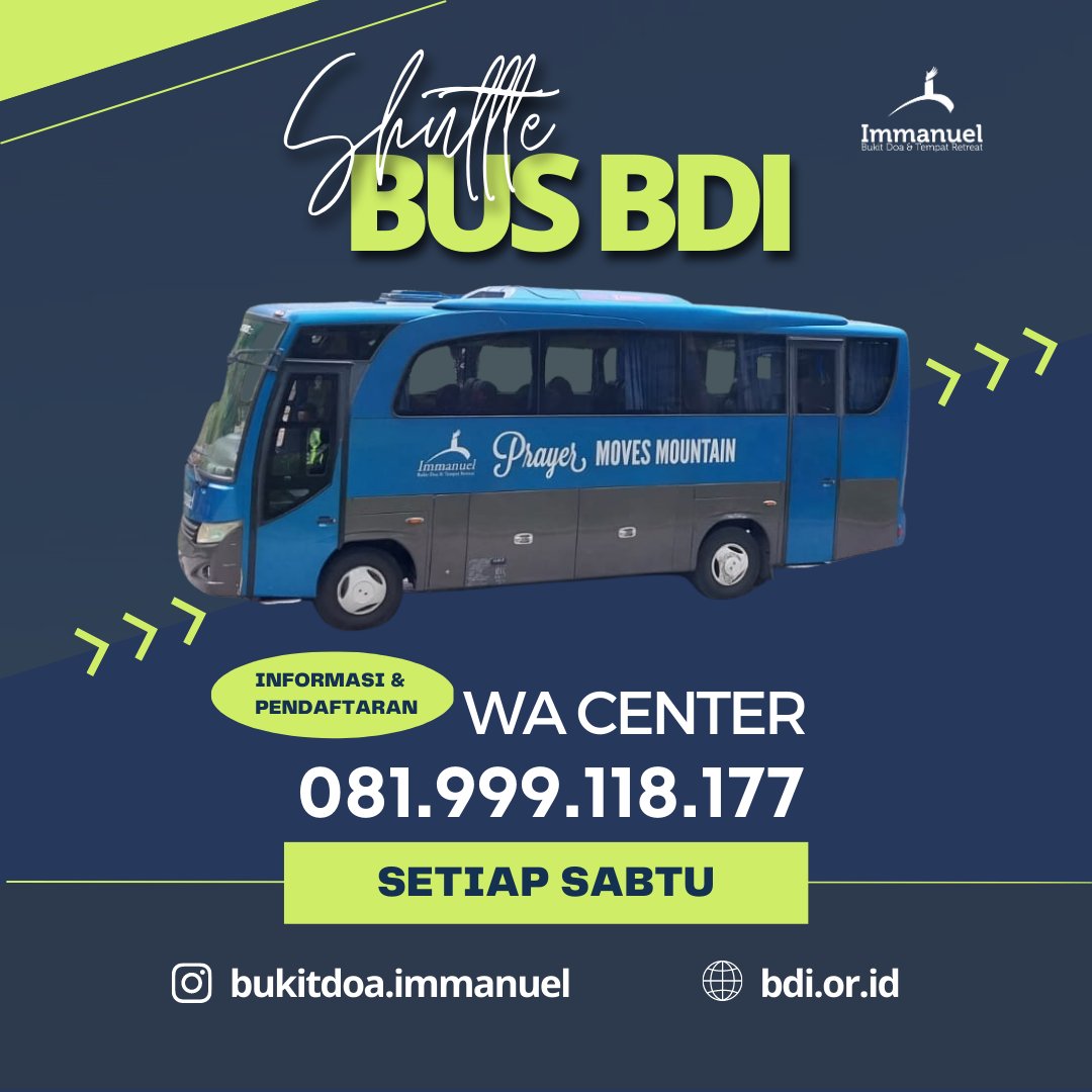 bukitdoa's tweet photo. Bagi Anda yang membutuhkan transport ke Bukit Doa Immanuel, tersedia Fasilitas Shuttle Bus Surabaya-BDI (Pulang-Pergi). 

Info jam keberangkatan dan syarat lengkap, hubungi 📲 WA Center SHUTTLE BUS BDI klik: https://t.co/HFfxvjUPvo atau kunjungi link di BIO IG @bukitdoa.immanuel https://t.co/GkaDQYlx6Q