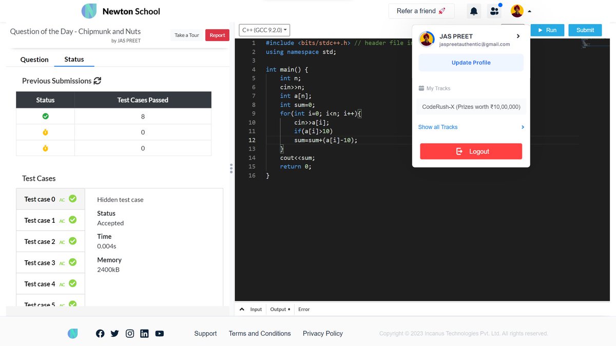 jaspreetinfosec's tweet image. Today I have solved Chipmunk and Nuts using #cplusplus
#Day20 of #30daysofcode @everydaycoders  #coding #programming #competitiveprogramming #codingchallenge #dsa #bubbleupcommunity