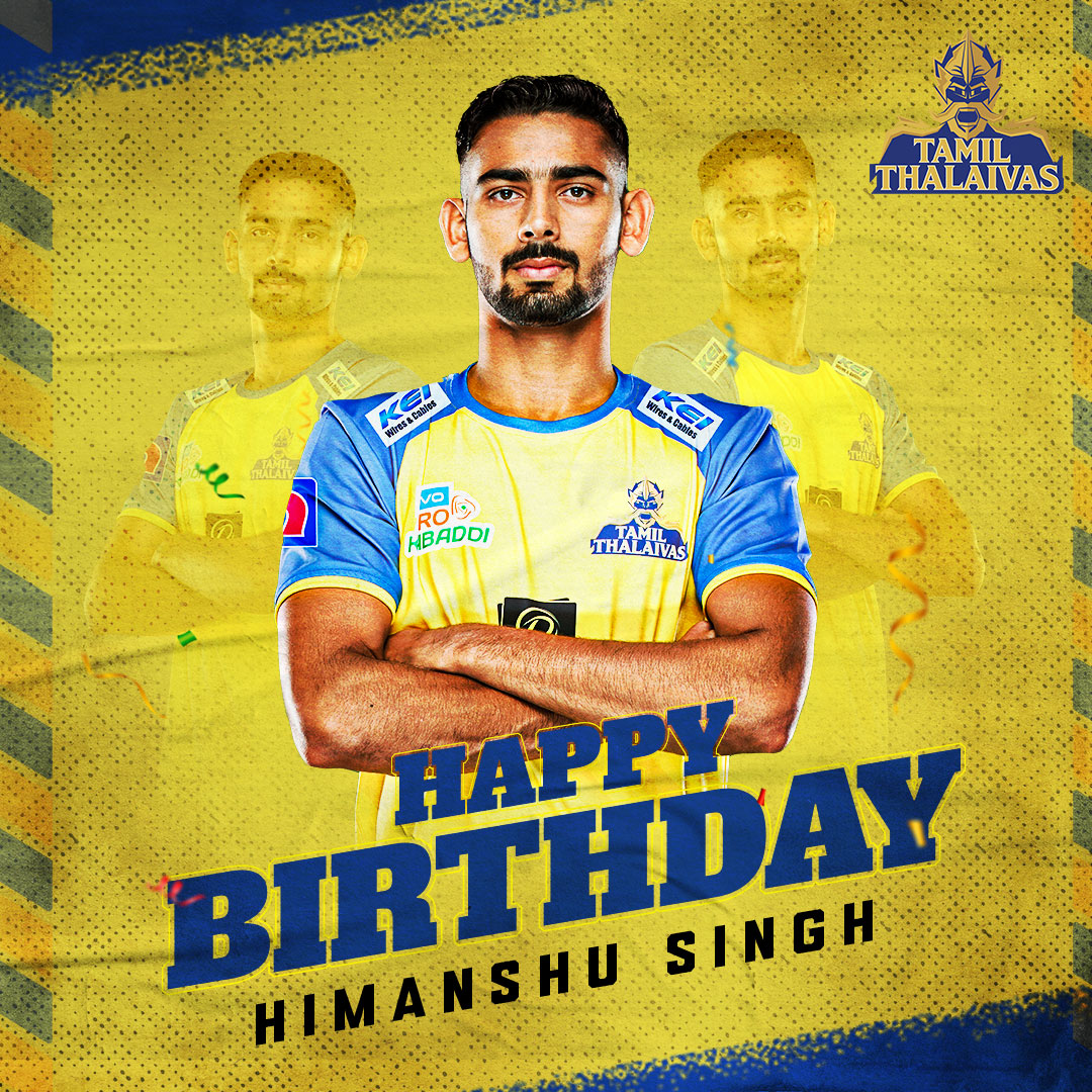 tamilthalaivas's tweet photo. Namma Himanshu Singh ku ellarum piranthanal nalvazhthukkal sollunga Thalaivas

#IdhuNammaTeam | #GiveItAllMachi | #TamilThalaivas | #VivoProKabaddi | #FantasticPanga https://t.co/5mc15kYAzM