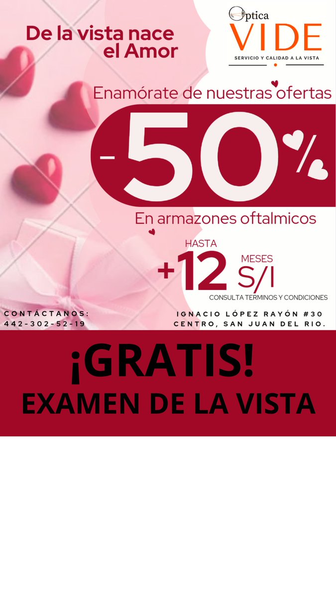 OpticaVide's tweet photo. Ve lo mejor el  amor.
Velo con @OpticaVide 
Los mejores descuentos.
Atención personalizada. https://t.co/Ufi0qTmjGB