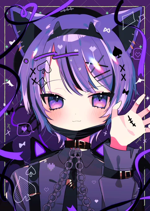 100日チャレンジ  #イラスト Black cheshire cat