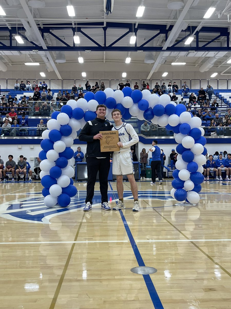 AtwaterFalcons's tweet photo. Congratulations to Atwater senior basketball player, Colton Dukes. Colton is now the all-time leading scorer in the history of Atwater Basketball. #WeAreAtwater🔵⚪️ https://t.co/IVtXU8YxZR