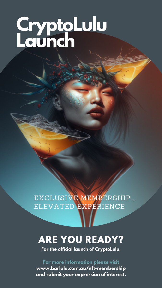 CryptoLuluNFT's tweet photo. We are excited to announce the launch of Crypto Lulu NFT x Bar Lulu Sydney...The first NFT bar membership in Australia. Visit https://t.co/eHVOLo8pml for more information. Submit your EOI and don't miss out on the event of the year! #CryptoLulu #BarLulu #NFTCommunity #Crypto https://t.co/NQVPu60oGl