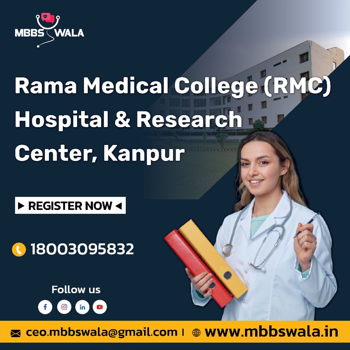 mbbswala21's tweet photo. l Come and Explore the Best college of Uttar Pradesh with Mbbswala
So here's Rama Medical College – Hospital Research
For more visit our website :
https://t.co/liKbsVAlui
Our Toll-free no. : 18003095832
:
:
:
#mbbswala #Bhopal #madhyapradesh #aspirants #medical #medicalstudent https://t.co/qv41NCYyyP