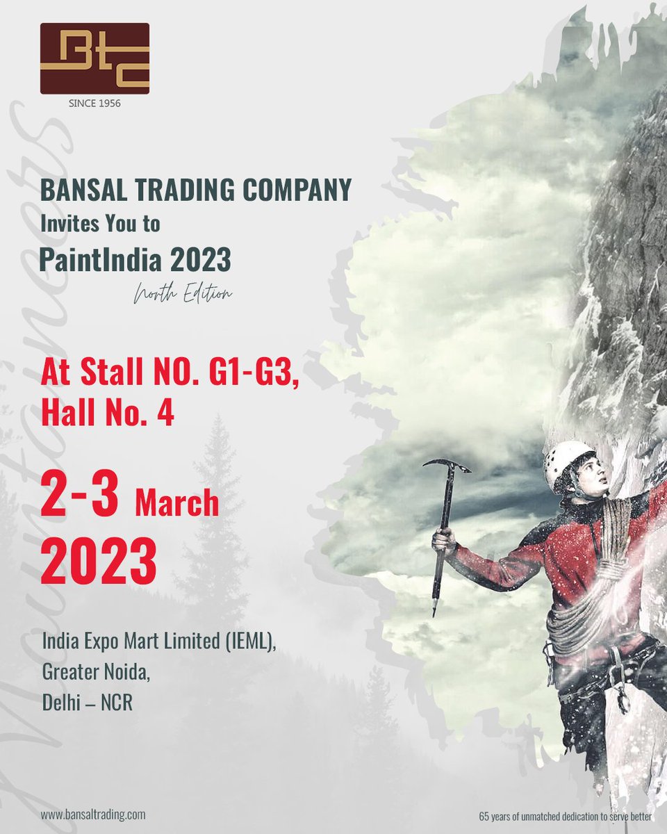 BTCSocial's tweet photo. PaintIndia is here to embrace India again with the maiden edition at New Delhi🎨

Bansal Trading Company takes pleasure in inviting you to this mega event PaintIndia 2023 🥳, taking place on 2nd and 3rd March at India Expo Mart Limited (IEML), Greater Noida, Delhi – NCR https://t.co/s4lSE3wad0