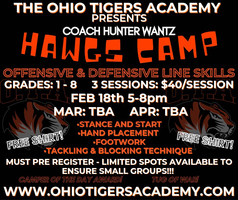 💥BEST YOUTH LINEMAN CAMP
Headlined by All Ohioan Coach Wantz and All Ohioan and Univ Of Michigan Alum Ben Mast, among many others. Elite teaching! YOU WILL LEARN THE FUNDAMENTALS‼️