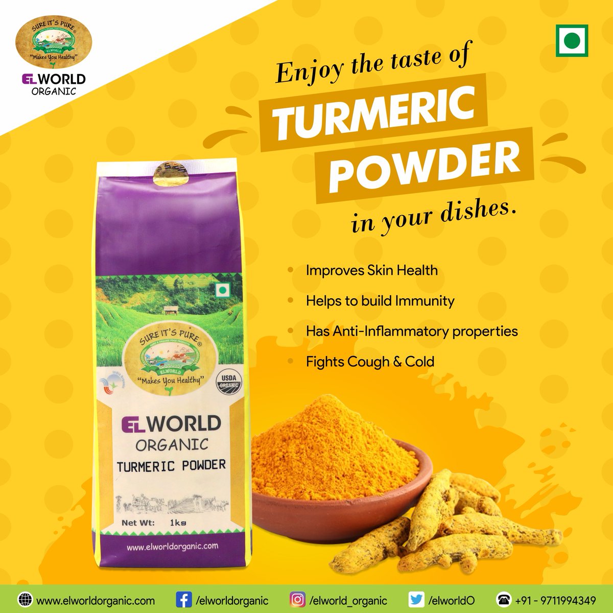 ElworldO's tweet photo. 🌿☃️Try These #organicturmericpowder from ELWorldOrganic pure turmeric rhizomes and is packed with curcumin, a strong antioxidant with powerful anti-inflammatory properties.
🛒Shop Now with Free Shipping
https://t.co/Zgoh0WzV5V
#organicfood #organicspices #turmericpowder https://t.co/eeZWvri5XV