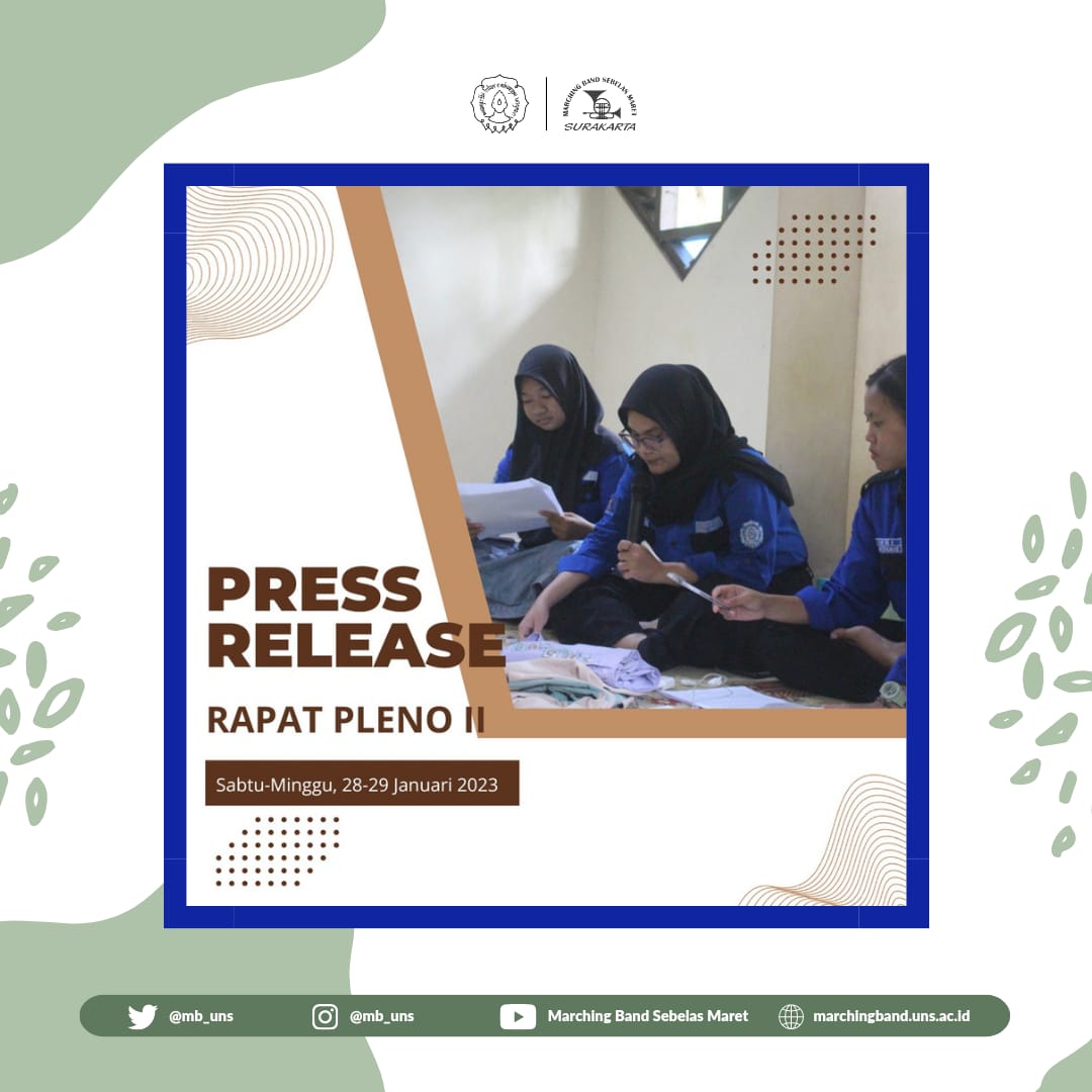 #UNSSurakarta #BeritaUNS #KotaSolo <a href="/mb_uns/">MB Sebelas Maret</a>: '[ PRESS RELEASE RAPAT PLENO II ]

Pada hari Sabtu - Minggu, 28-29 Januari 2023, MB UNS telah melaksanakan Rapat Pleno II yang diadakan di Aula Porsima dan Room Google Meet.

… , see more tweetedtimes.com/v/24341?s=tnp