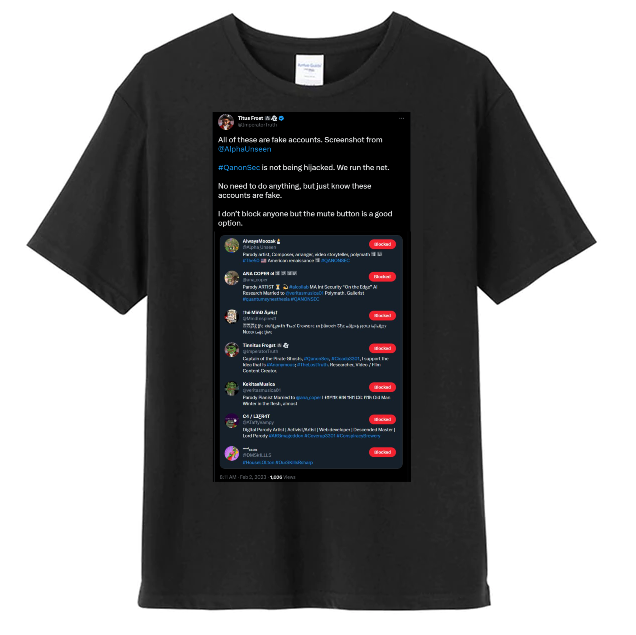 lmperatorTruth's tweet photo. @ImperatorTruth @AlphaUnseen This tweet on a shirt to one lucky winner who retweets this.  #QANONSEC https://t.co/rSpF8b0hEF