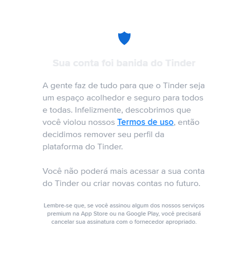 Danilo Melo on X: Fui banido do Tinder????????