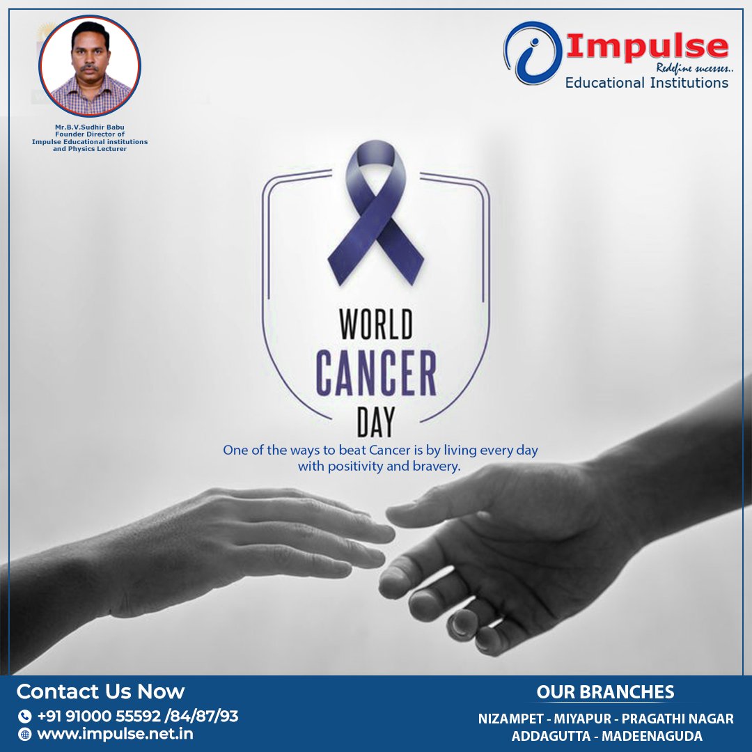 ImpulseEduInst's tweet photo. Courage is not the absence of fear but the realization that there is something else more important. The occasion of World Cancer Day reminds us all that we are together in this fight against cancer and we must conquer it together. Happy World Cancer Day.
#impluse #worldcancerday https://t.co/ScHVE260cH